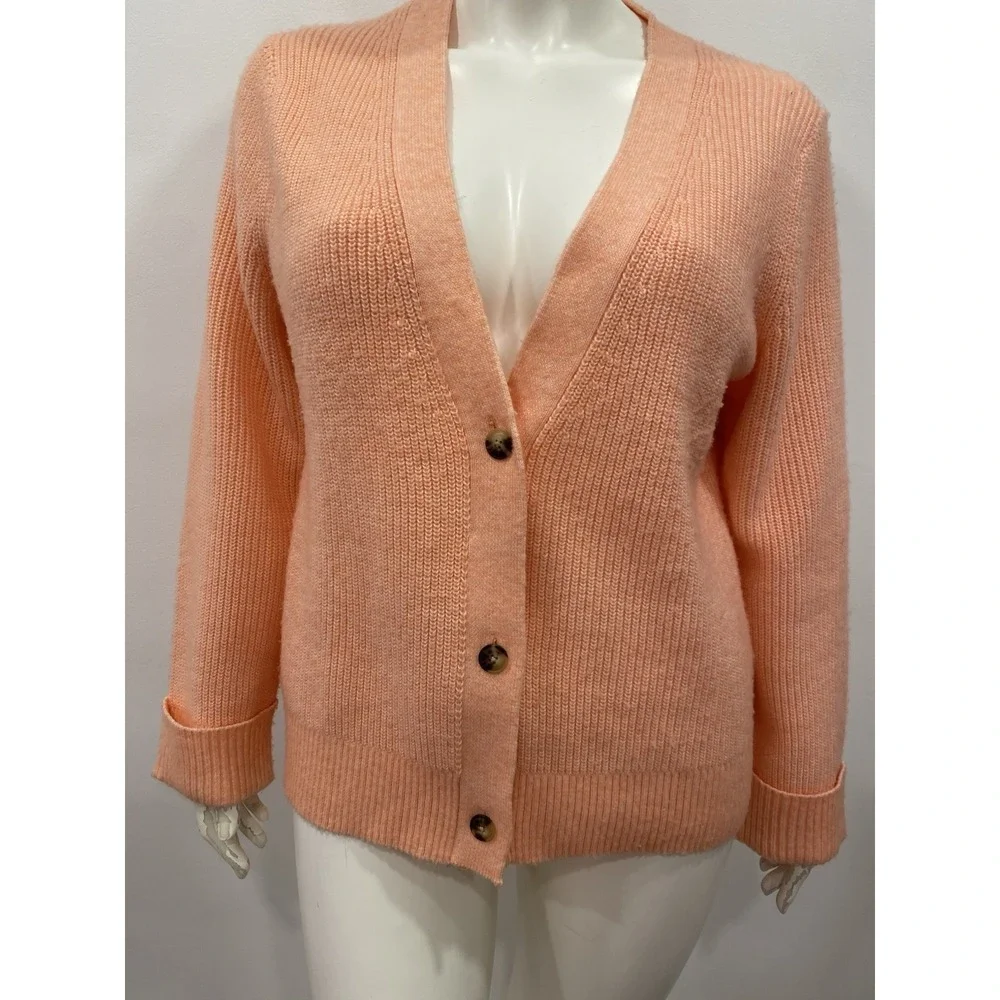 Talbots Plus Cardigan Button Front Sweater Peach Size 2X Librarian Sweater